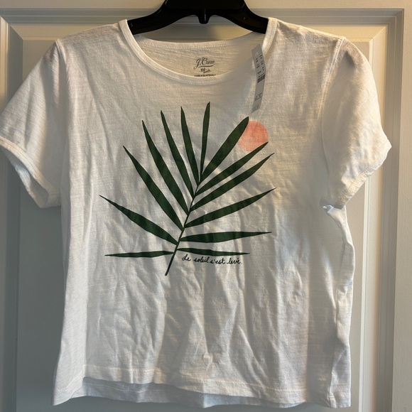 J. Crew Tops - J. Crew White Tee with Green Leaf Design
